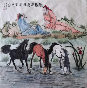 张志斌作品8《饮马江水边 马到成功》